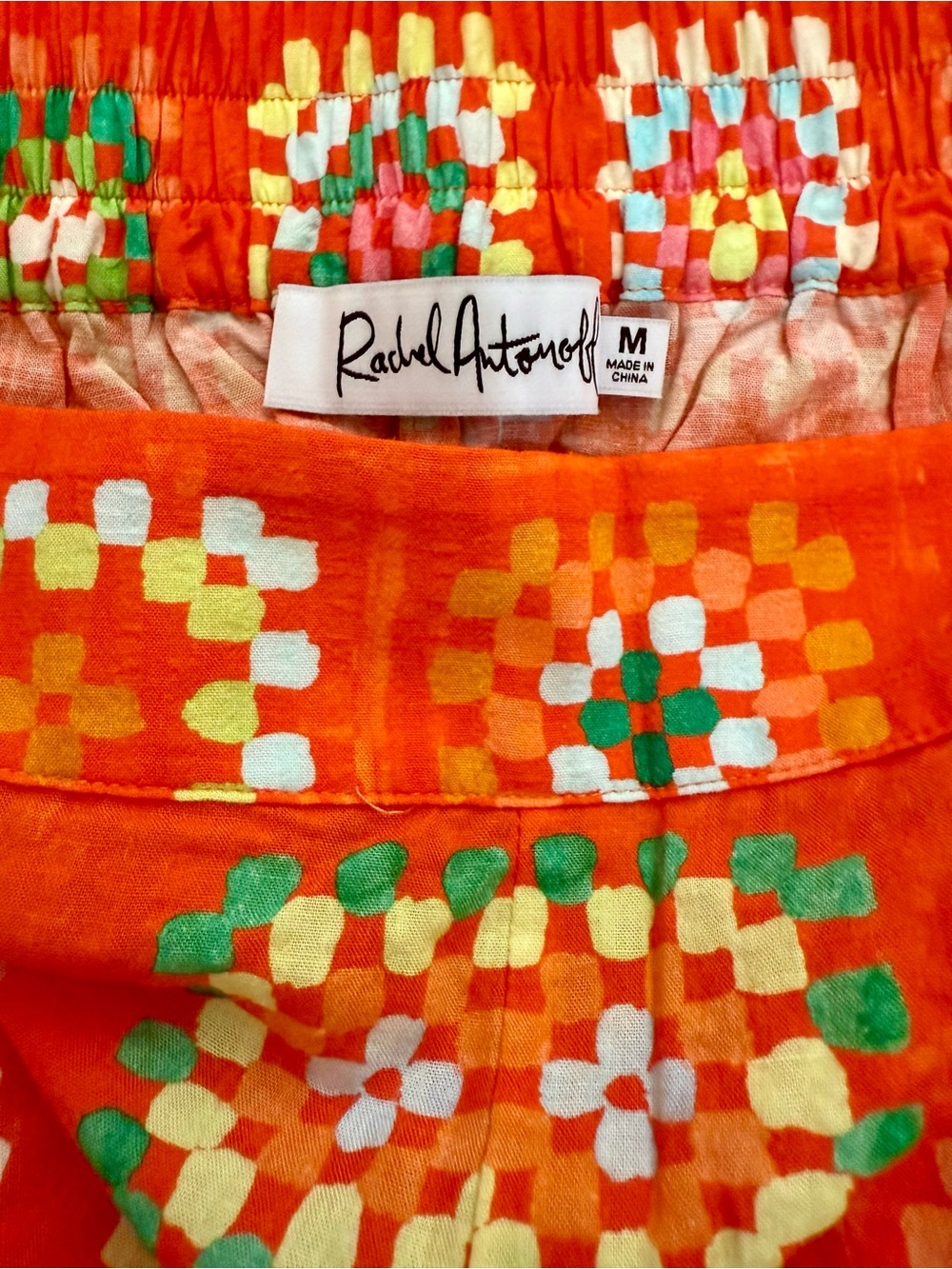 Rachel Antonoff Orange Wide-Leg Crochet Print Pants - Picture 2 of 2